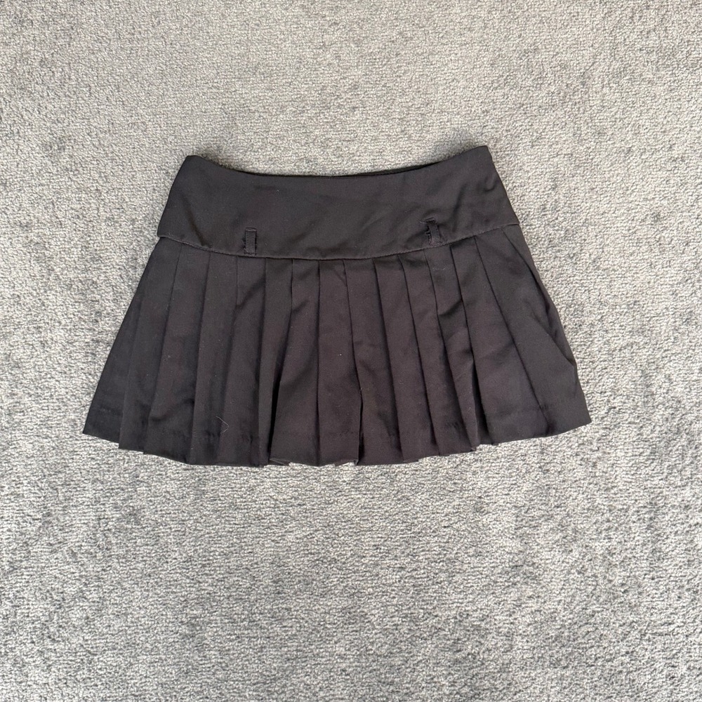 Love Tree Black Pleated Mini Skort Side Zip Built-in Shorts S 6948PN